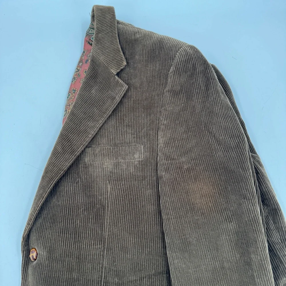 Lauren Ralph Lauren 42R Brown Corduroy Blazer Mens‎ Paisley Lined Sport Coat